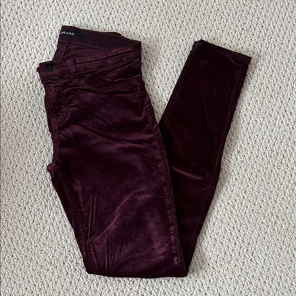 J Brand Burgundy Maria High-rise Skinny Slacks